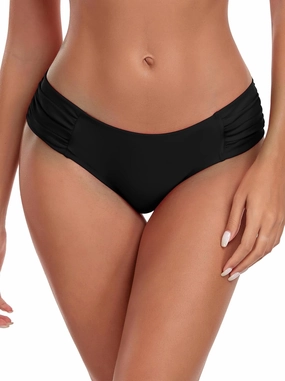 Ocean Blues Women's Ruched Sides Bikini Bottom Full Coverage Bikini Bottom