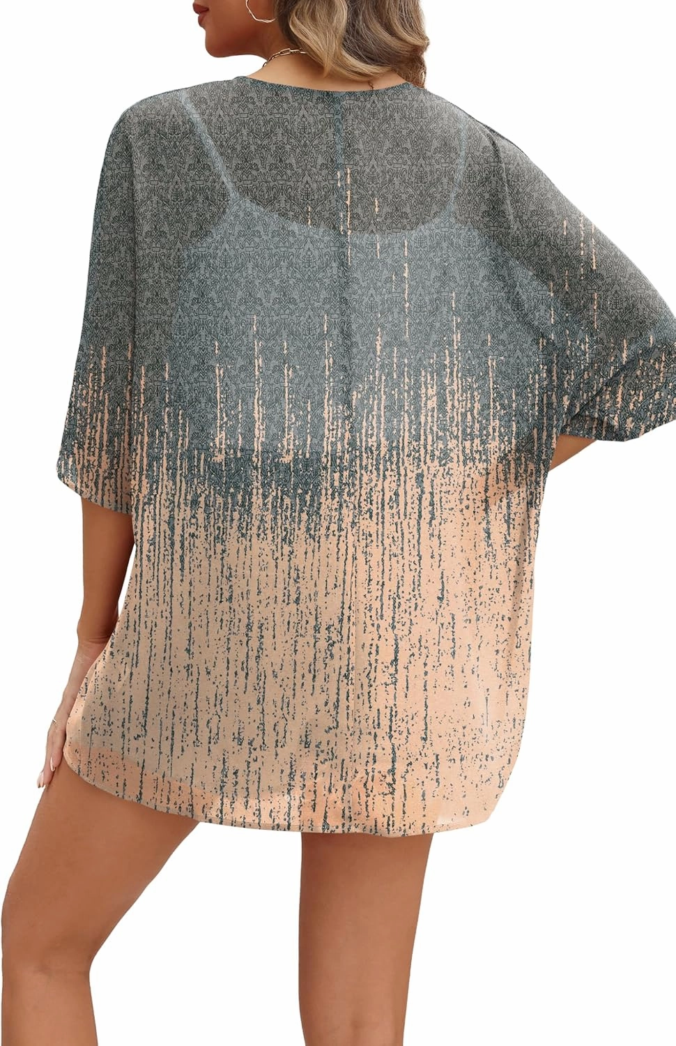 OFEEFAN Beach Cover Ups for Women 3/4 Length Sleeve Womens Tops Summer Cardigan Casual Blouses Loose Fit