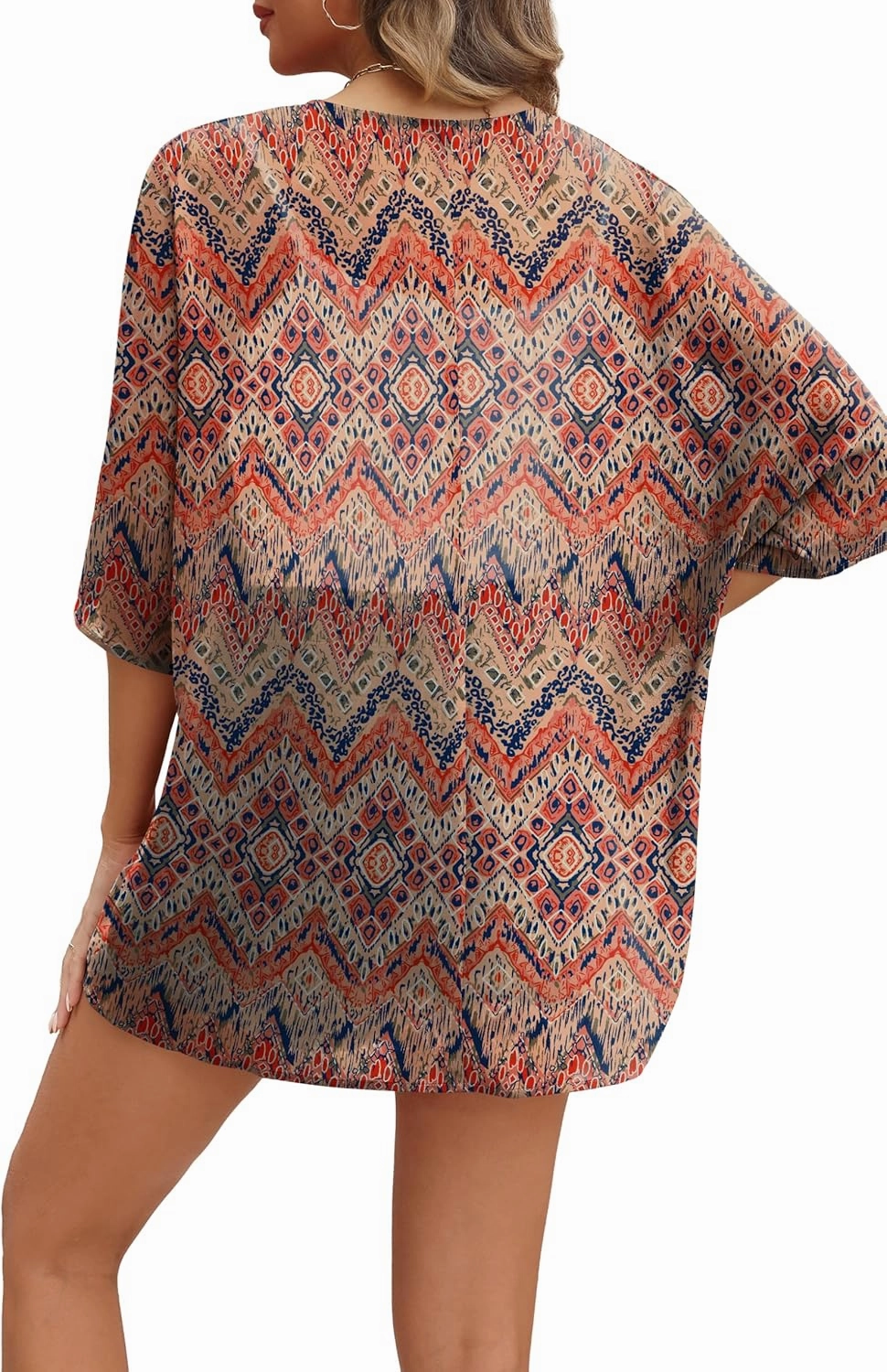 OFEEFAN Beach Cover Ups for Women 3/4 Length Sleeve Womens Tops Summer Cardigan Casual Blouses Loose Fit