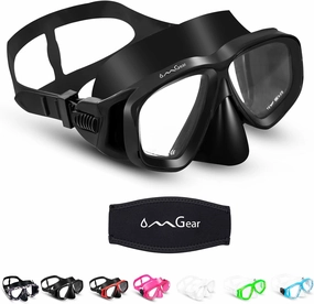 OMGear Swim Mask Dive Goggles Swimming Goggles with Nose Cover Snorkeling Gear Junior Adult Snorkel Mask for Scuba Diving Spearfishing Neoprene Strap Impact Resistance