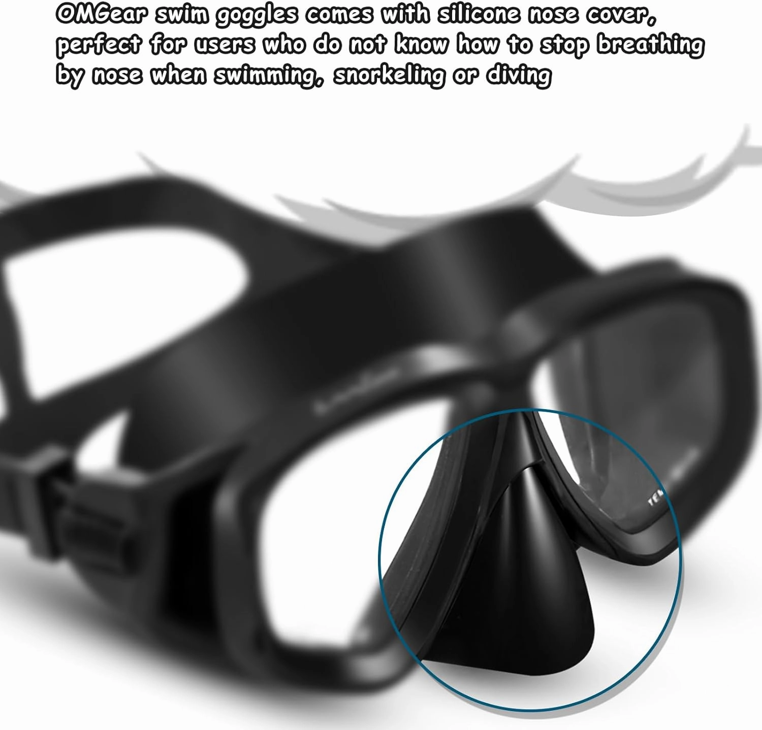 OMGear Swim Mask Dive Goggles Swimming Goggles with Nose Cover Snorkeling Gear Junior Adult Snorkel Mask for Scuba Diving Spearfishing Neoprene Strap Impact Resistance