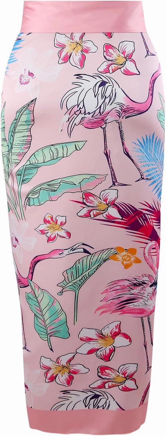 One Piece Bathing Suit for Women with Beach Cover up Wrap Skirt Swimsuit Sarong Retro Floral Print Bikini Set
