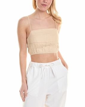 Onia Air Smocked Linen-Blend Tank