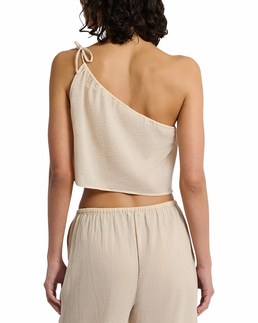 Onia Crinkle Gauze One-Shoulder Top