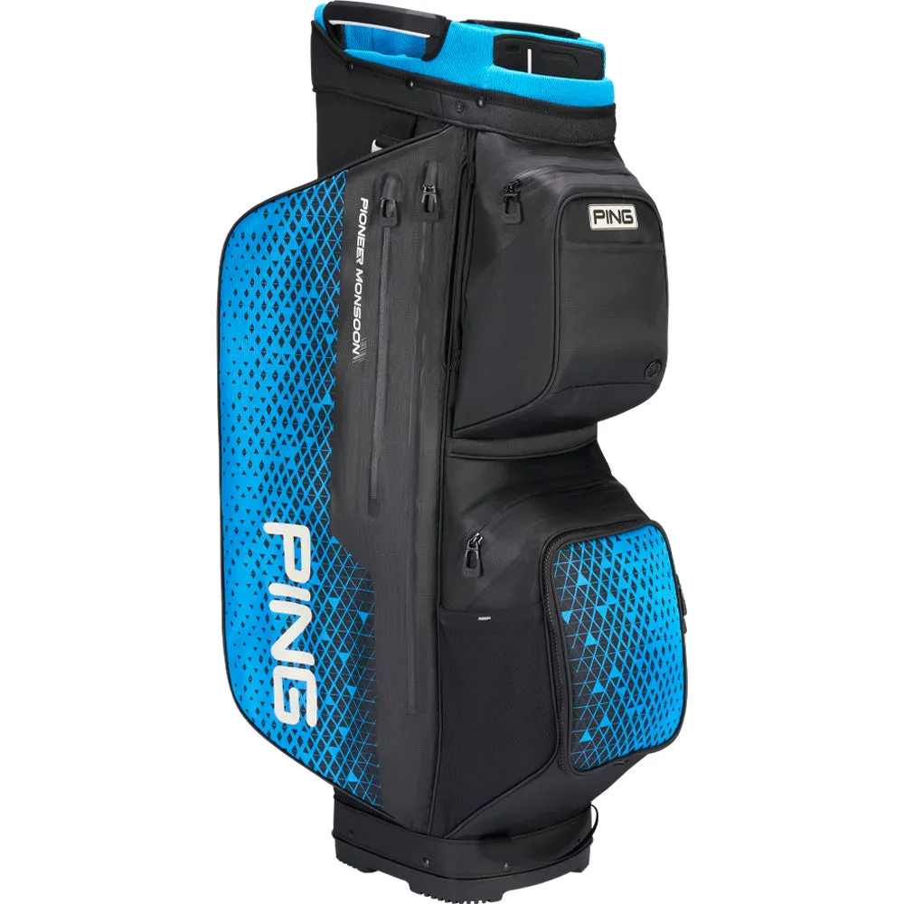Ping Pioneer Monsoon 231 Waterproof Cart Bag - Black/Blue, Golf ball beer cooler