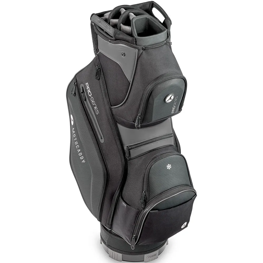 Motocaddy Pro Series Cart Bag - Black/Charcoal, UV protection golf hat, Golf resistance bands