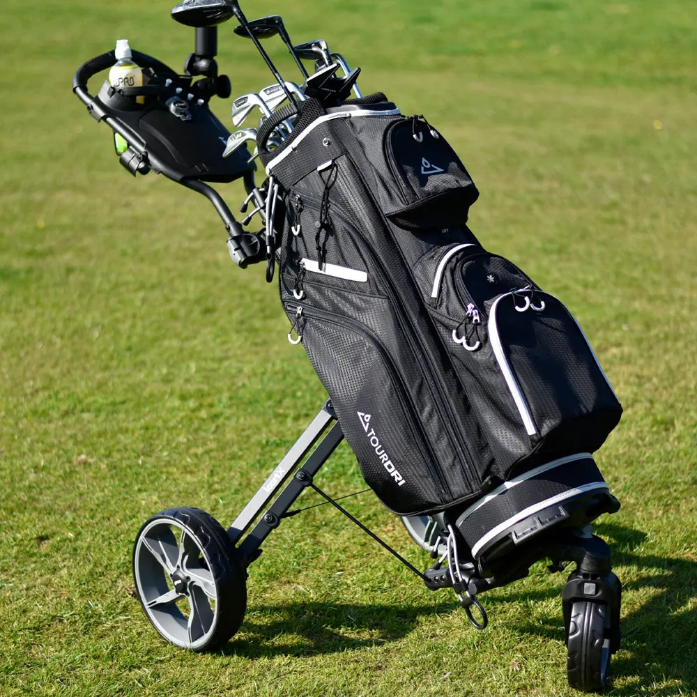 TourDri Cart Bag - Black/Grey, High visibility golf balls, Graphite golf shafts