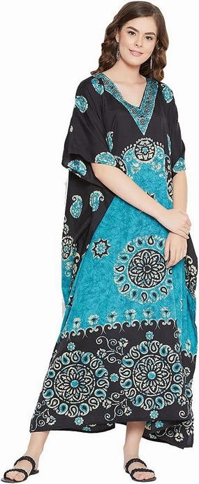 Oussum Plus Size Kaftan for Women Polyester Summer Caftan Swimwear Cover Ups Maxi Beach Dress