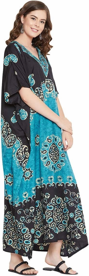 Oussum Plus Size Kaftan for Women Polyester Summer Caftan Swimwear Cover Ups Maxi Beach Dress