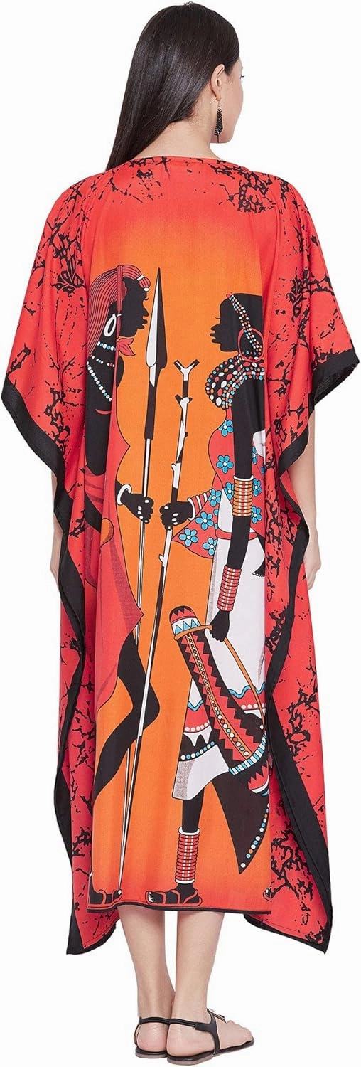 Oussum Plus Size Kaftan for Women Polyester Summer Caftan Swimwear Cover Ups Maxi Beach Dress