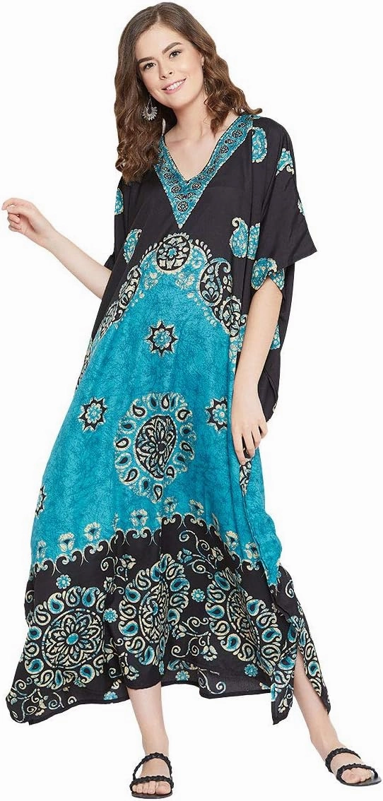 Oussum Plus Size Kaftan for Women Polyester Summer Caftan Swimwear Cover Ups Maxi Beach Dress