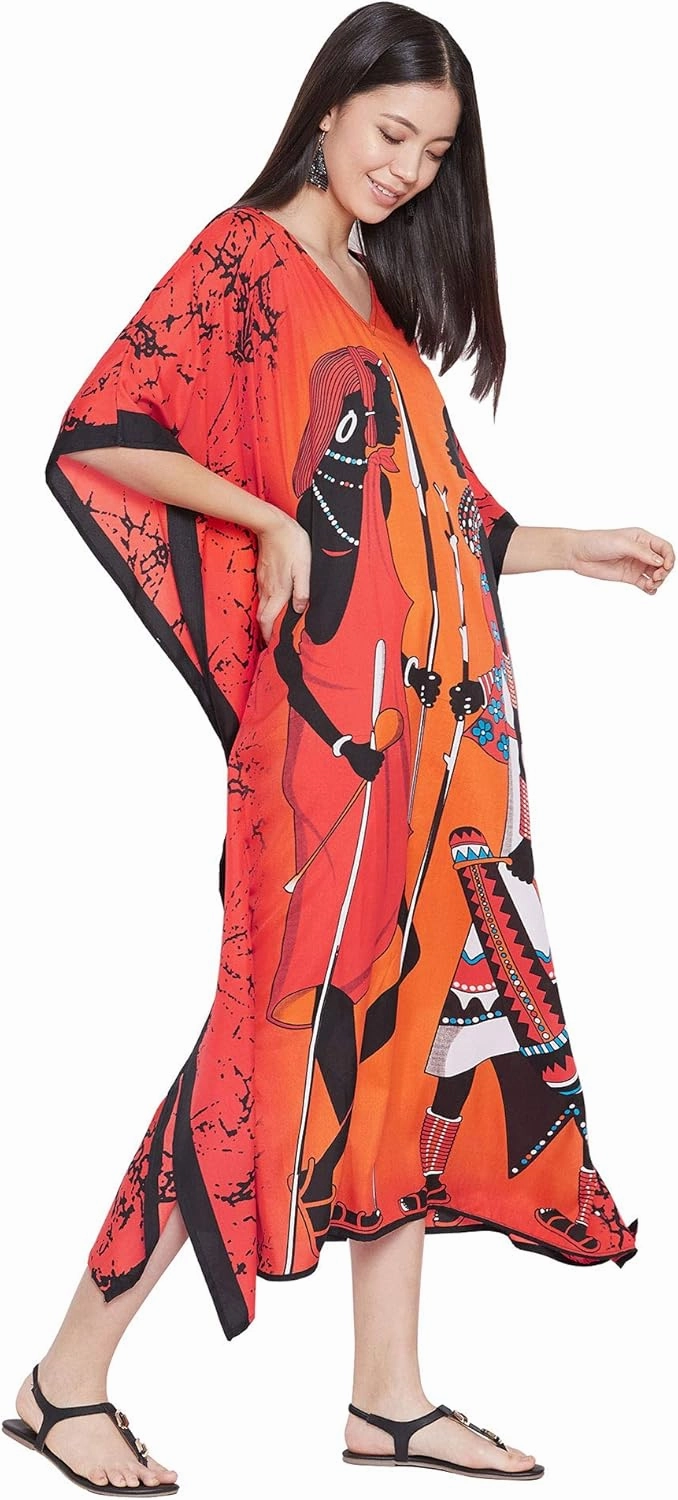 Oussum Plus Size Kaftan for Women Polyester Summer Caftan Swimwear Cover Ups Maxi Beach Dress