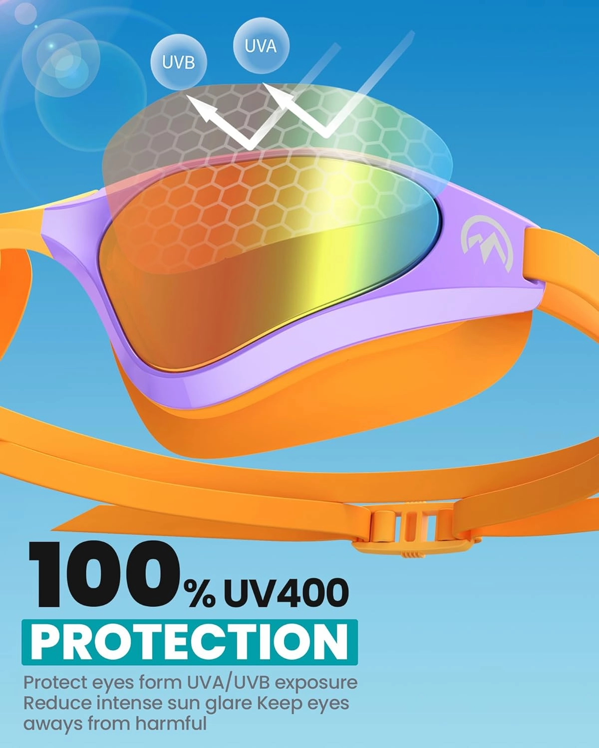 OutdoorMaster Fisheye Swim Goggles, Anti-fog Swimming Goggles No Leaking UV Protetion Adults Men Women, Large Size, Mirrored Red