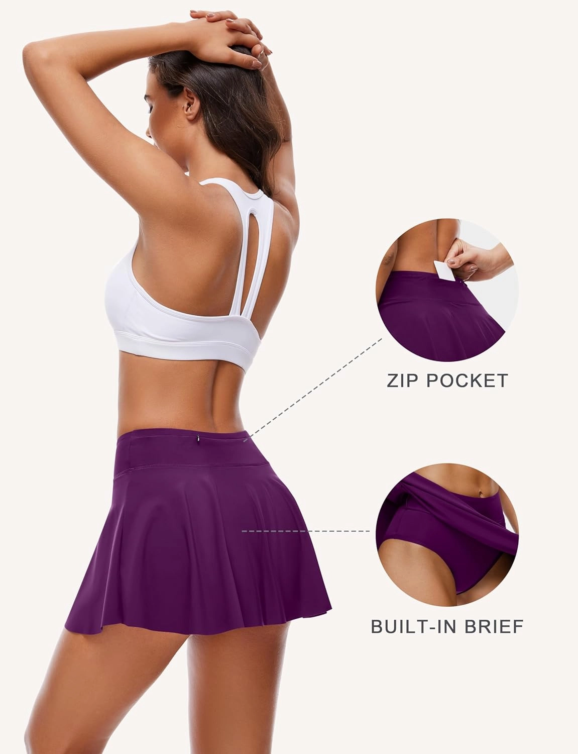 OVRUNS Period Swimwear High Waist Skirt with Leakproof Swim Bikini Bottoms Waterproof with Zip Pocket for Women Girl Teens
