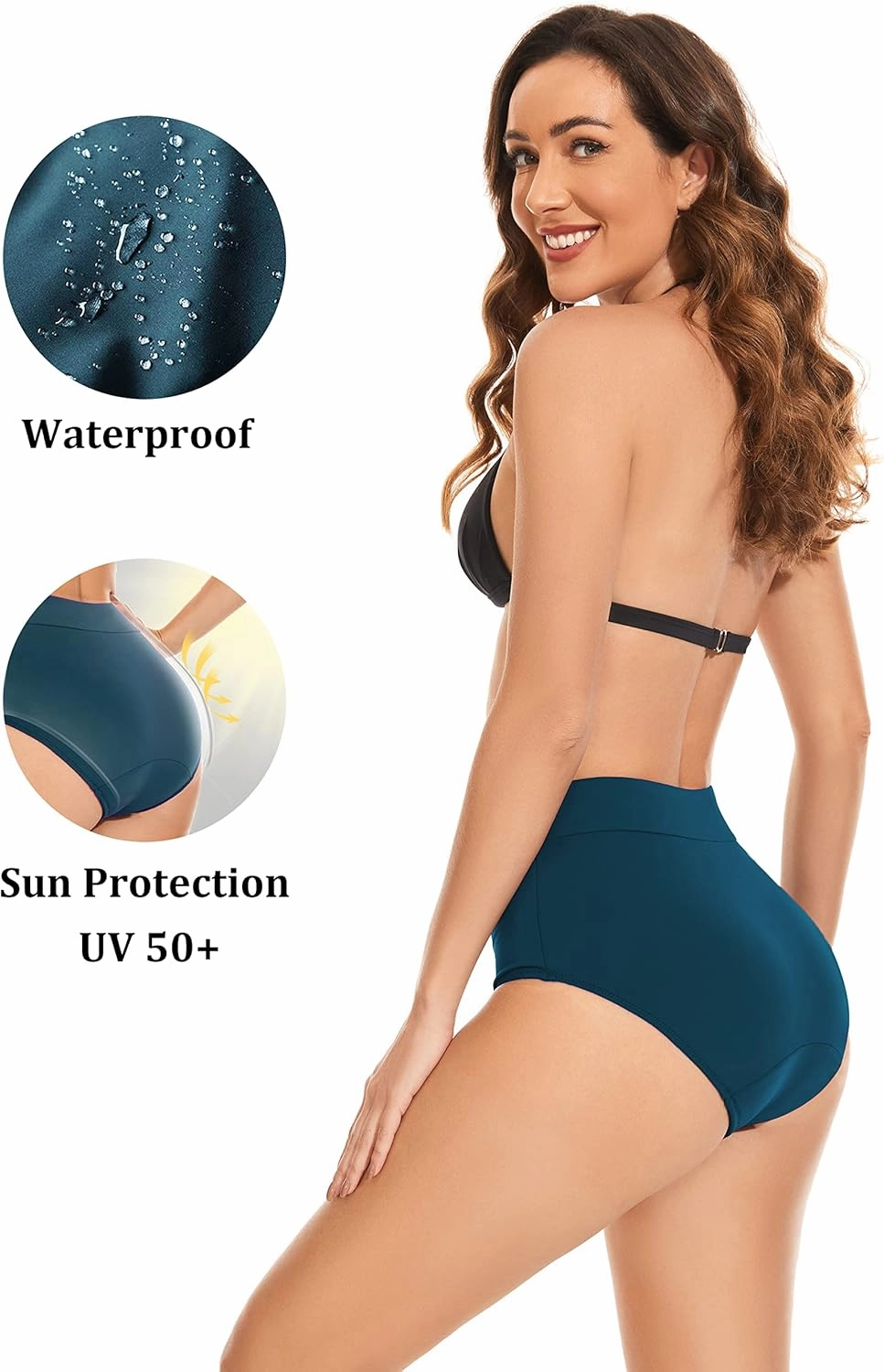 OVRUNS Period Swimwear Leakproof Bikini Brief Bottoms Waterproof Menstrual Swim Bottoms for Teens, Girls, Women