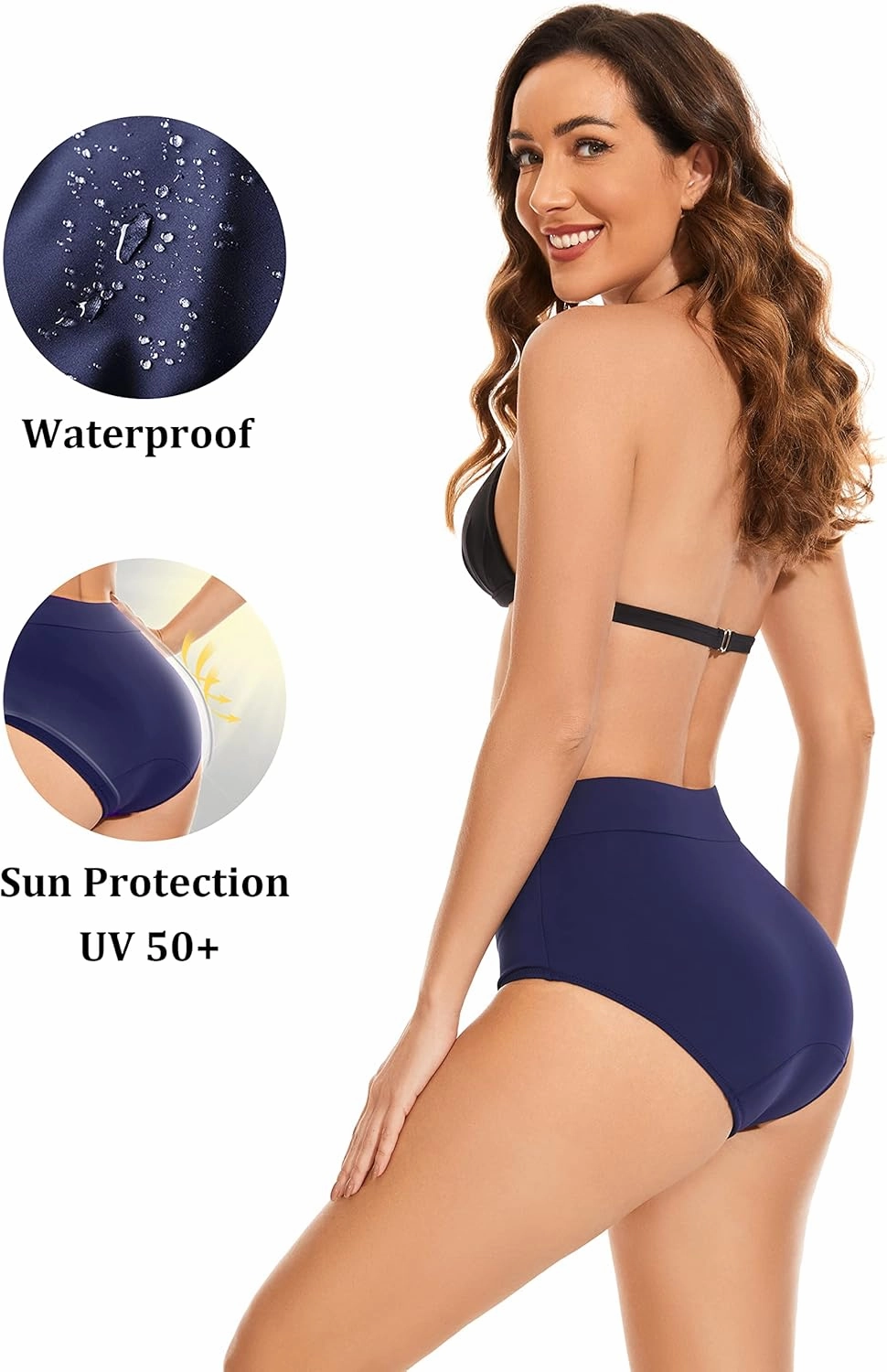 OVRUNS Period Swimwear Leakproof Bikini Brief Bottoms Waterproof Menstrual Swim Bottoms for Teens, Girls, Women