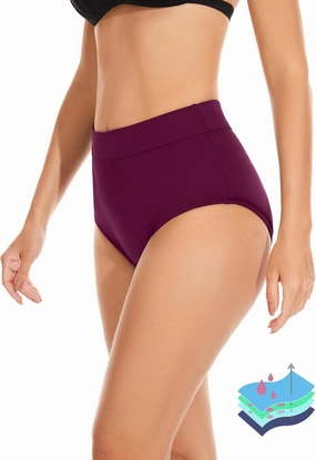 OVRUNS Period Swimwear Leakproof Bikini Brief Bottoms Waterproof Menstrual Swim Bottoms for Teens, Girls, Women