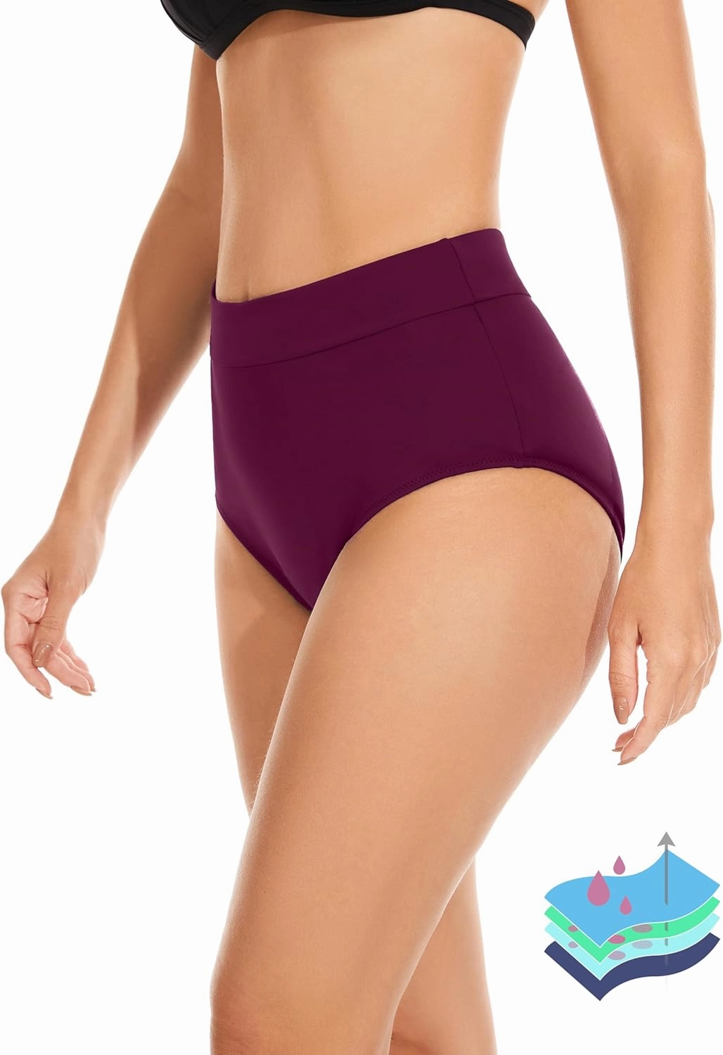 OVRUNS Period Swimwear Leakproof Bikini Brief Bottoms Waterproof Menstrual Swim Bottoms for Teens, Girls, Women