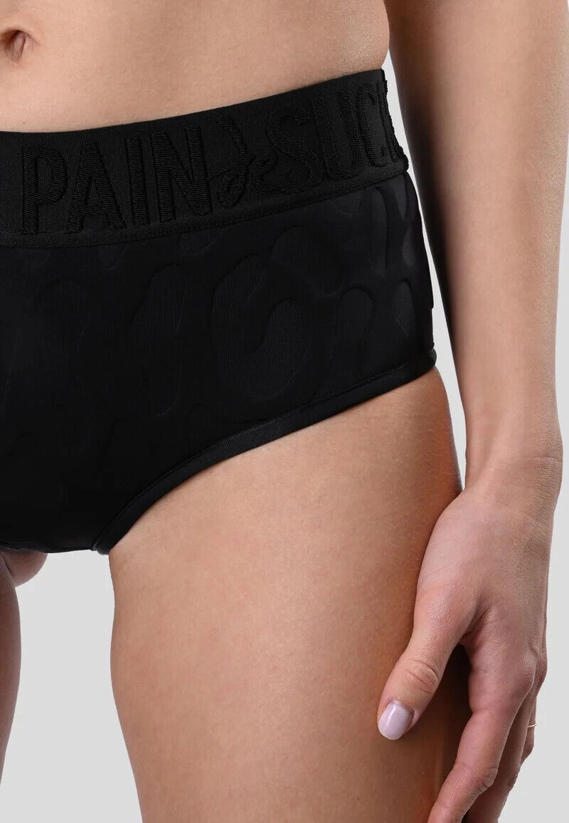 Pain De Sucre Black Bikini Shorts in Cillian Neoprene Giraffe
