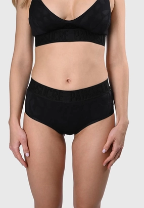 Pain De Sucre Black Bikini Shorts in Cillian Neoprene Giraffe