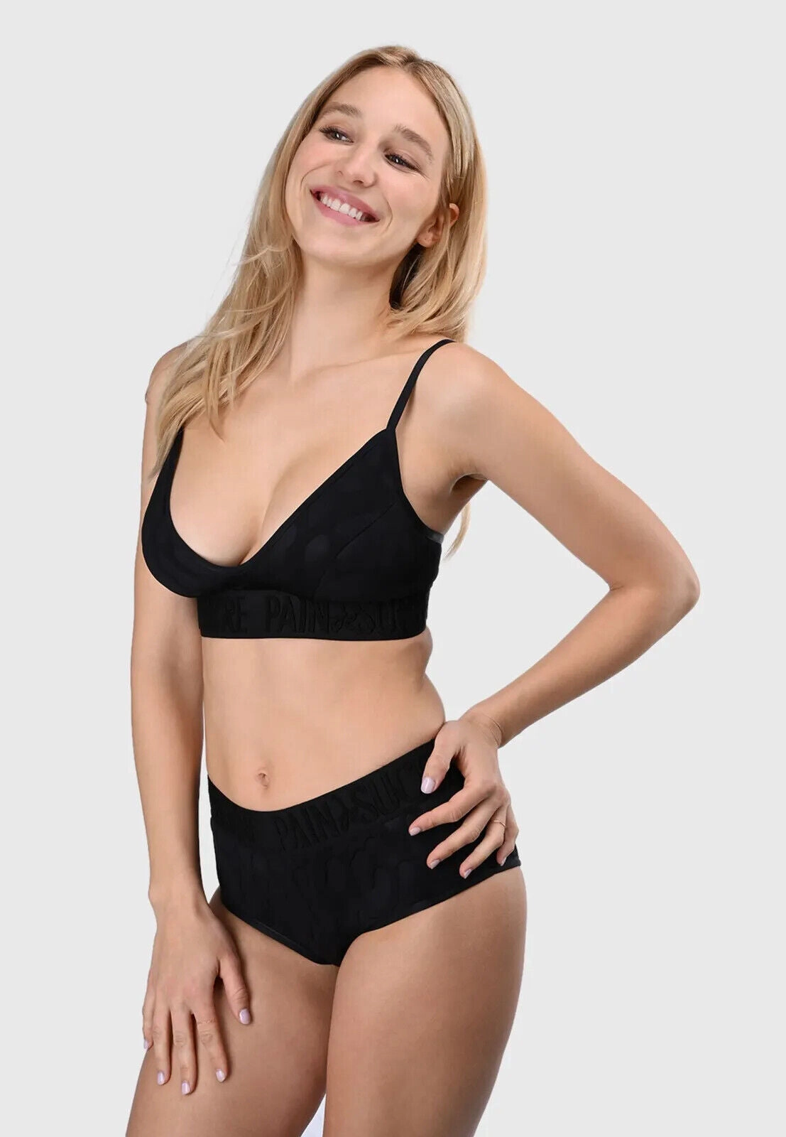 Pain De Sucre Black Bikini Top in Neoprene Keelan
