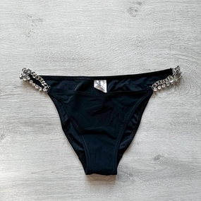 Pain De Sucre Black Crystal Jewel Chain Side Seloua Bikini Bottoms