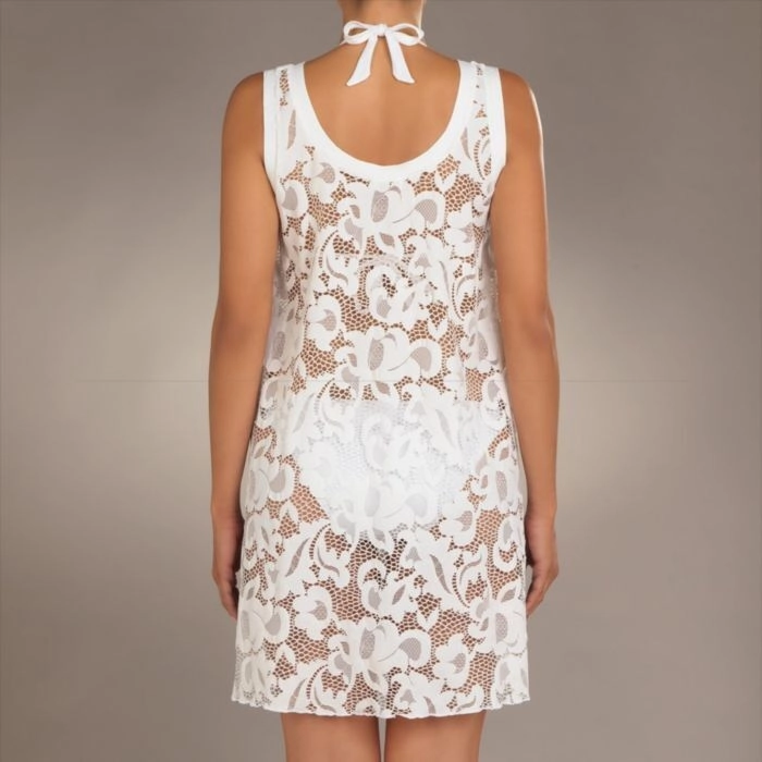 Pain De Sucre White Crochet Lace Cover Up Beach Dress in RYM