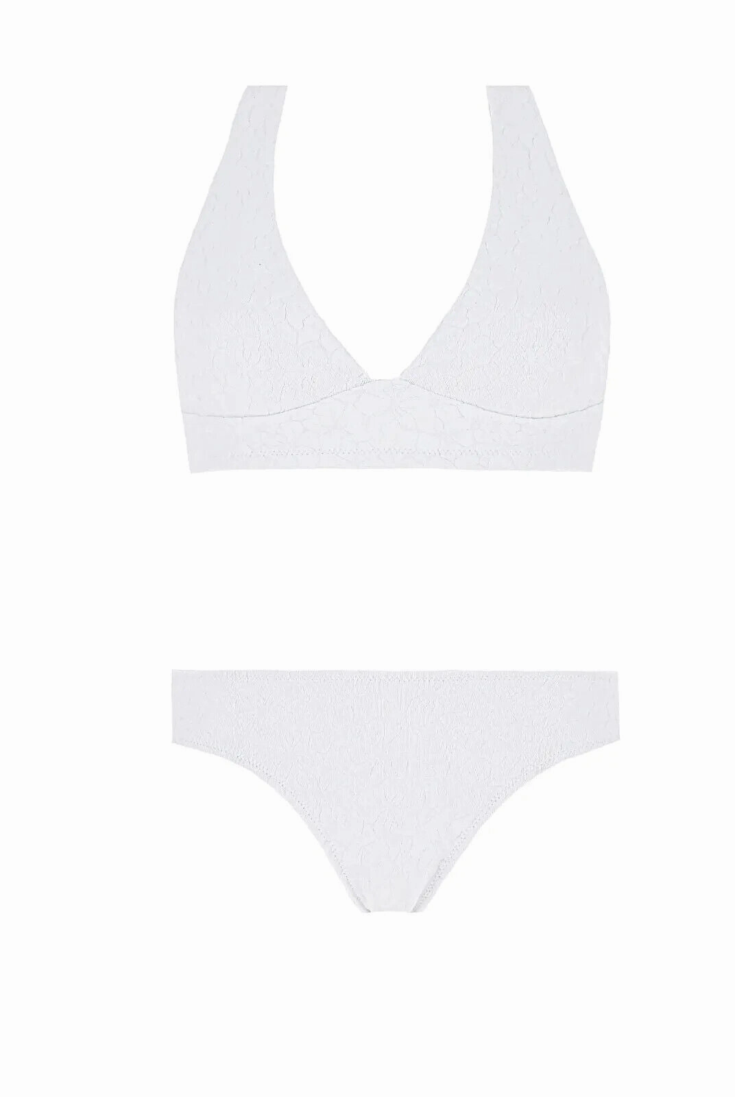 Pain De Sucre White Floral Woven Bikini Top in MITA