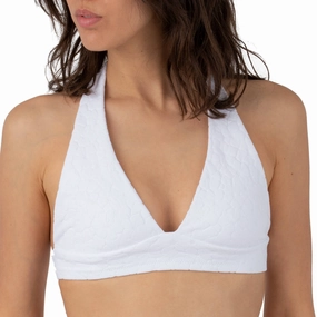 Pain De Sucre White Floral Woven Bikini Top in MITA