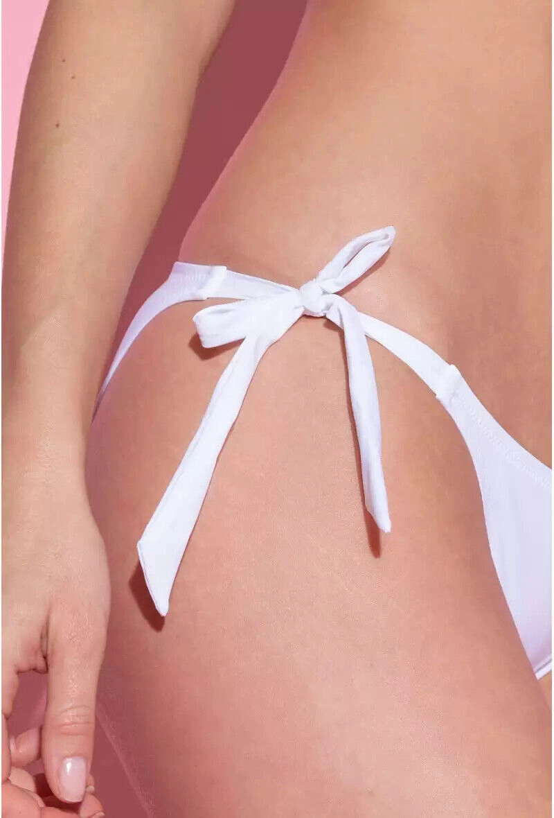 Pain De Sucre White Side Tie Bikini Bottom in Onyx