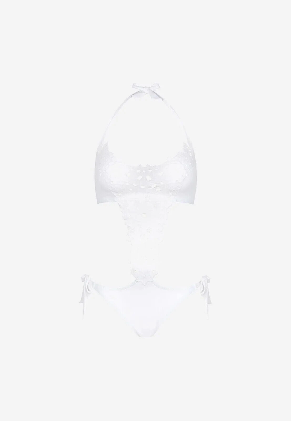 Pain De Sucre White Trinkini Swimsuit in Tiare Lace Detail