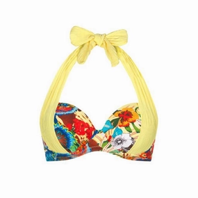 Pain De Sucre Yellow Rio Multicolour Print Django Bikini Top