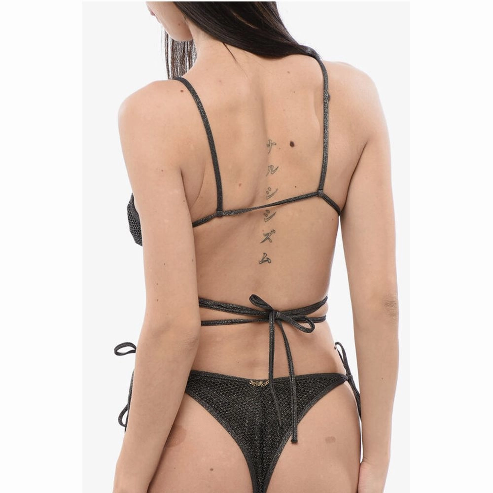 Palm Angels Lurex Bikini Triangle with Criss-cross Women's Lace-up