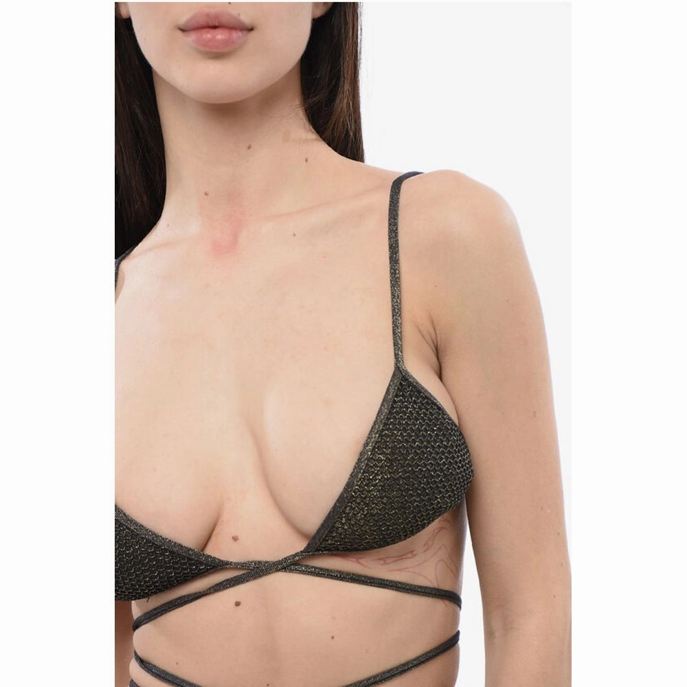 Palm Angels Lurex Bikini Triangle with Criss-cross Women's Lace-up