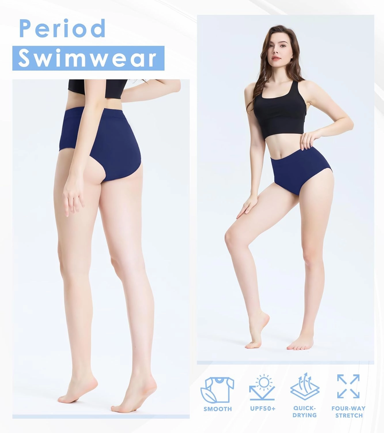 Period Swimwear Leakproof Bikini Bottoms Full Coverage Menstrual Swimsuit for Women Teens Girls