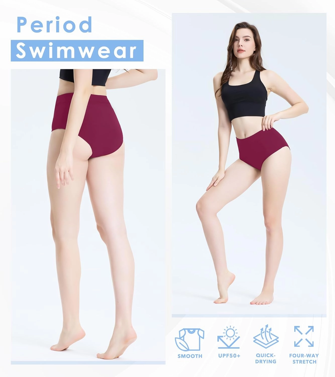 Period Swimwear Leakproof Bikini Bottoms Full Coverage Menstrual Swimsuit for Women Teens Girls