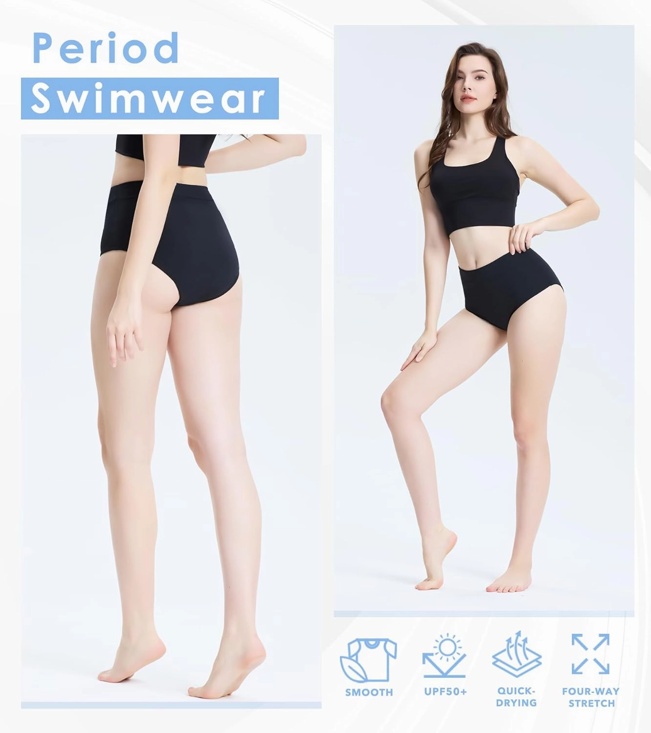 Period Swimwear Leakproof Bikini Bottoms Full Coverage Menstrual Swimsuit for Women Teens Girls