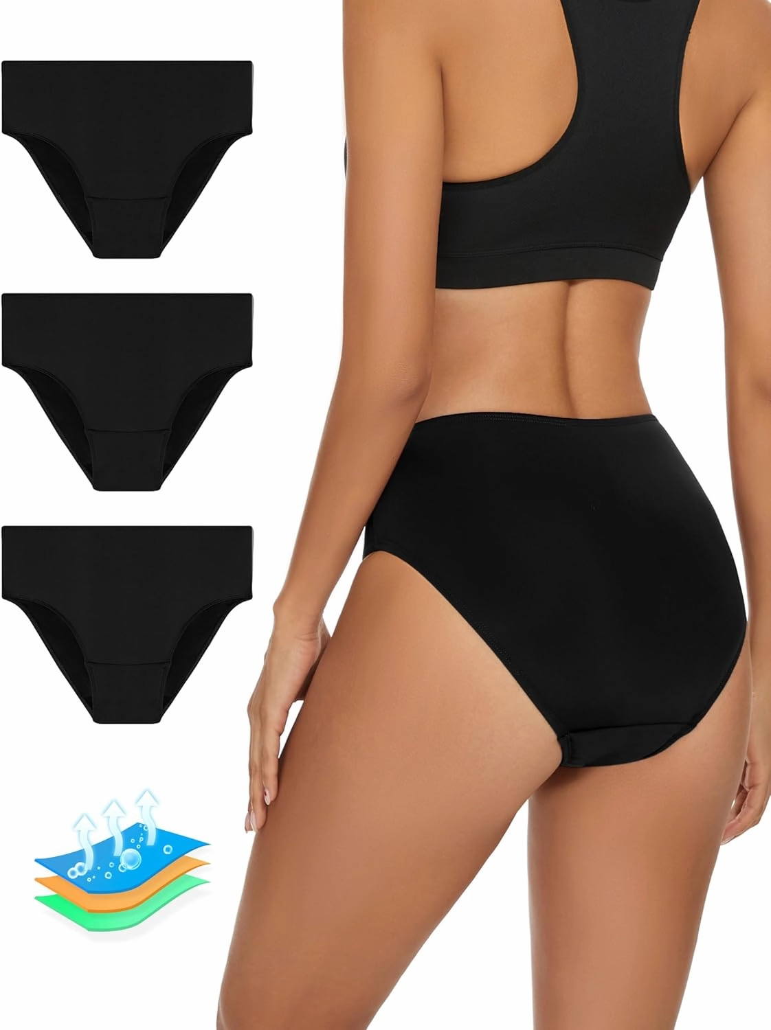 Period Swimwear Leakproof Menstrual Bikini Waterproof Bottom UPF 50  Swim Brief Light Flow - Teens Girls Women