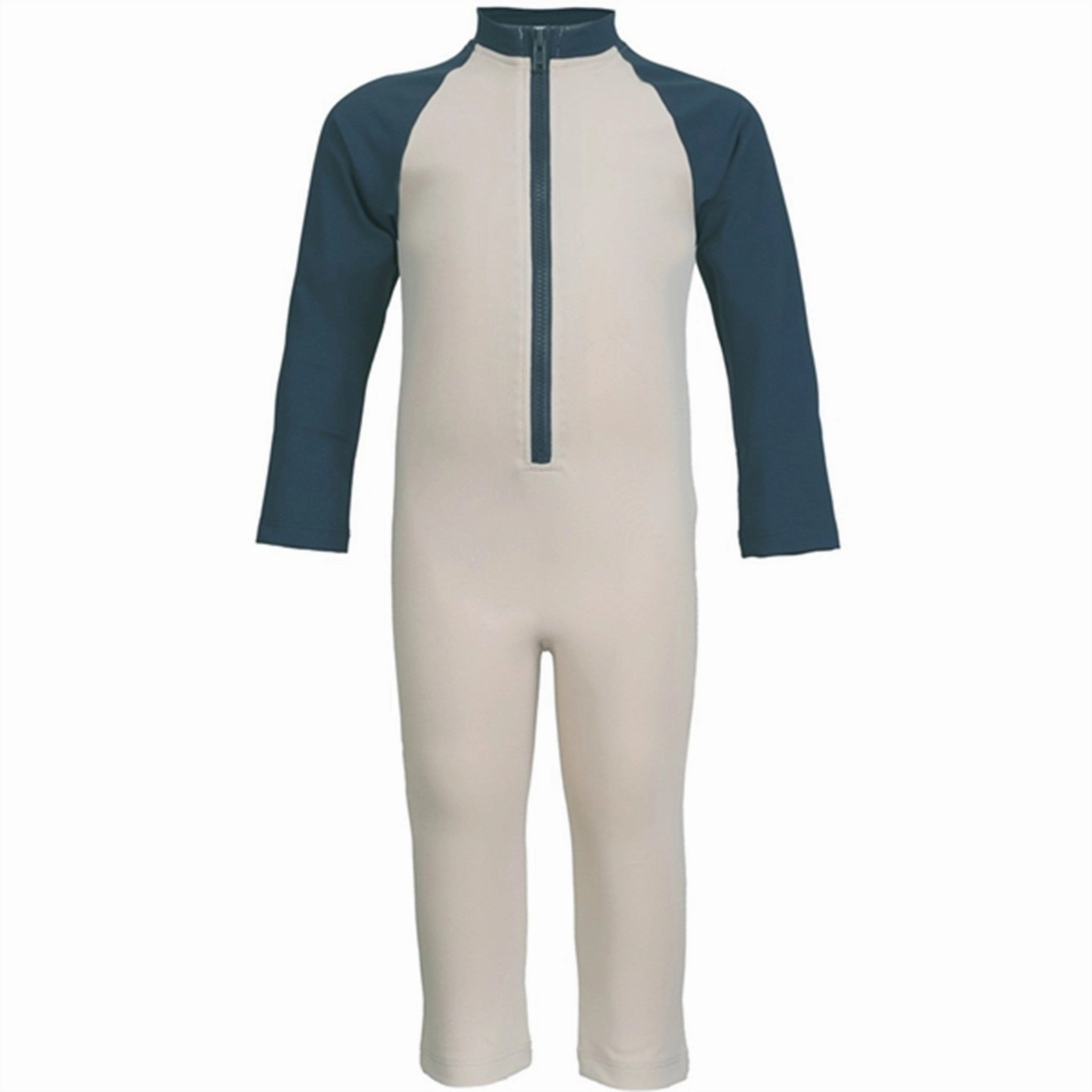 Petit Crabe Latte/Blue Multi Color Onesie with Zipper