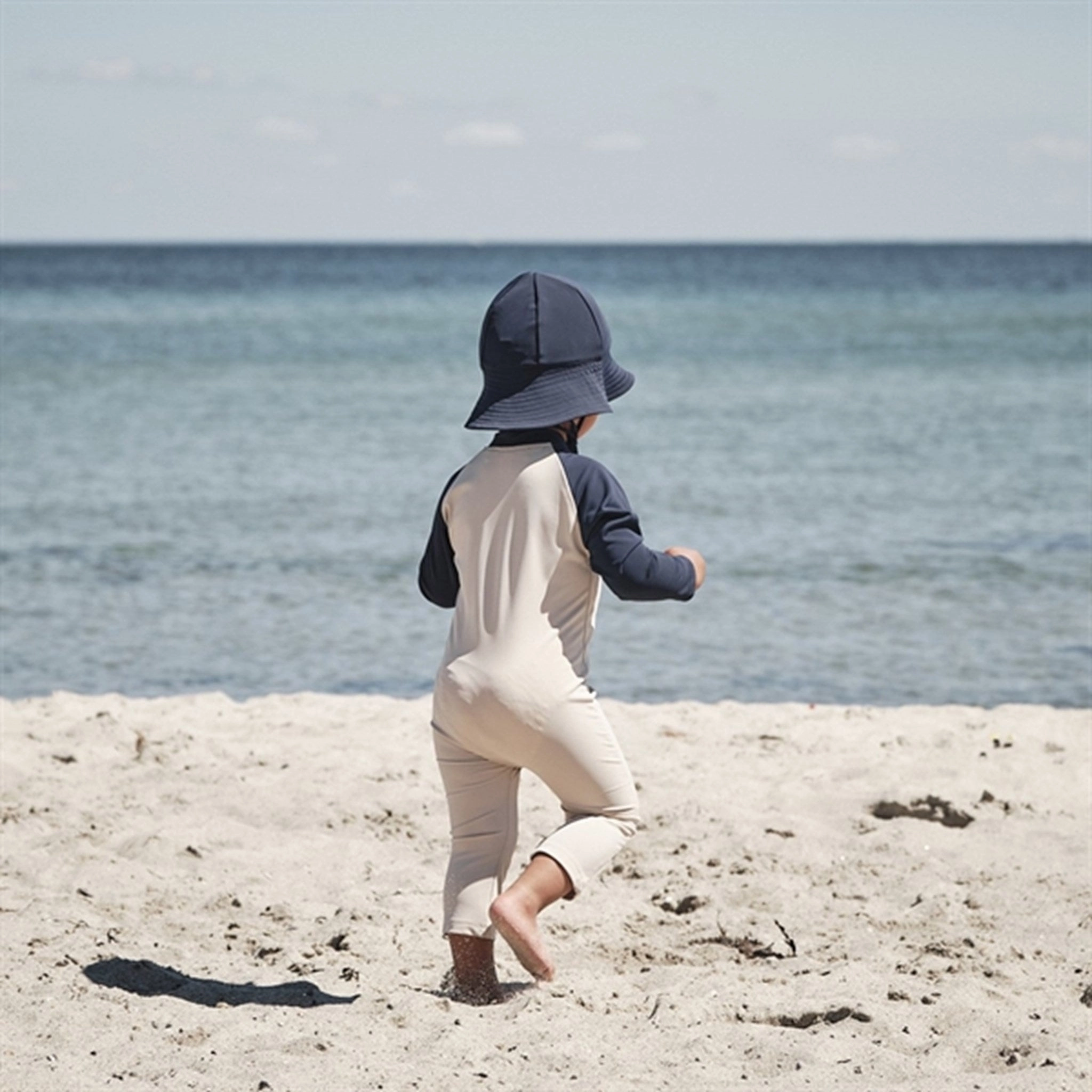 Petit Crabe Latte/Blue Multi Color Onesie with Zipper
