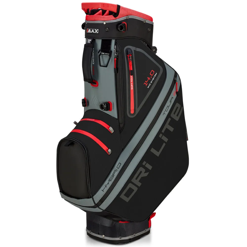 Big Max Dri Lite Hybrid Tour 2 Stand/Cart Bag - Black/Charcoal/Red, Luxury golf accessories