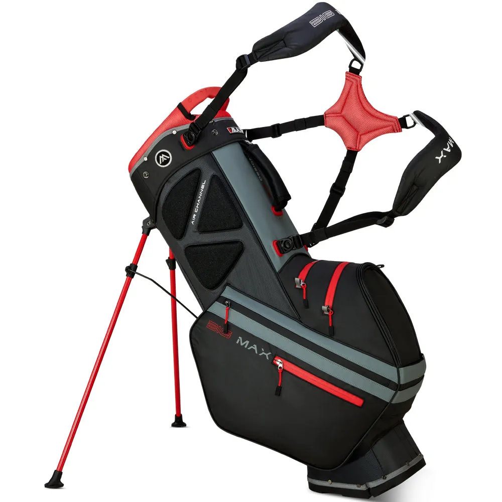 Big Max Dri Lite Hybrid Tour 2 Stand/Cart Bag - Black/Charcoal/Red, Golf cart bag with 14 dividers