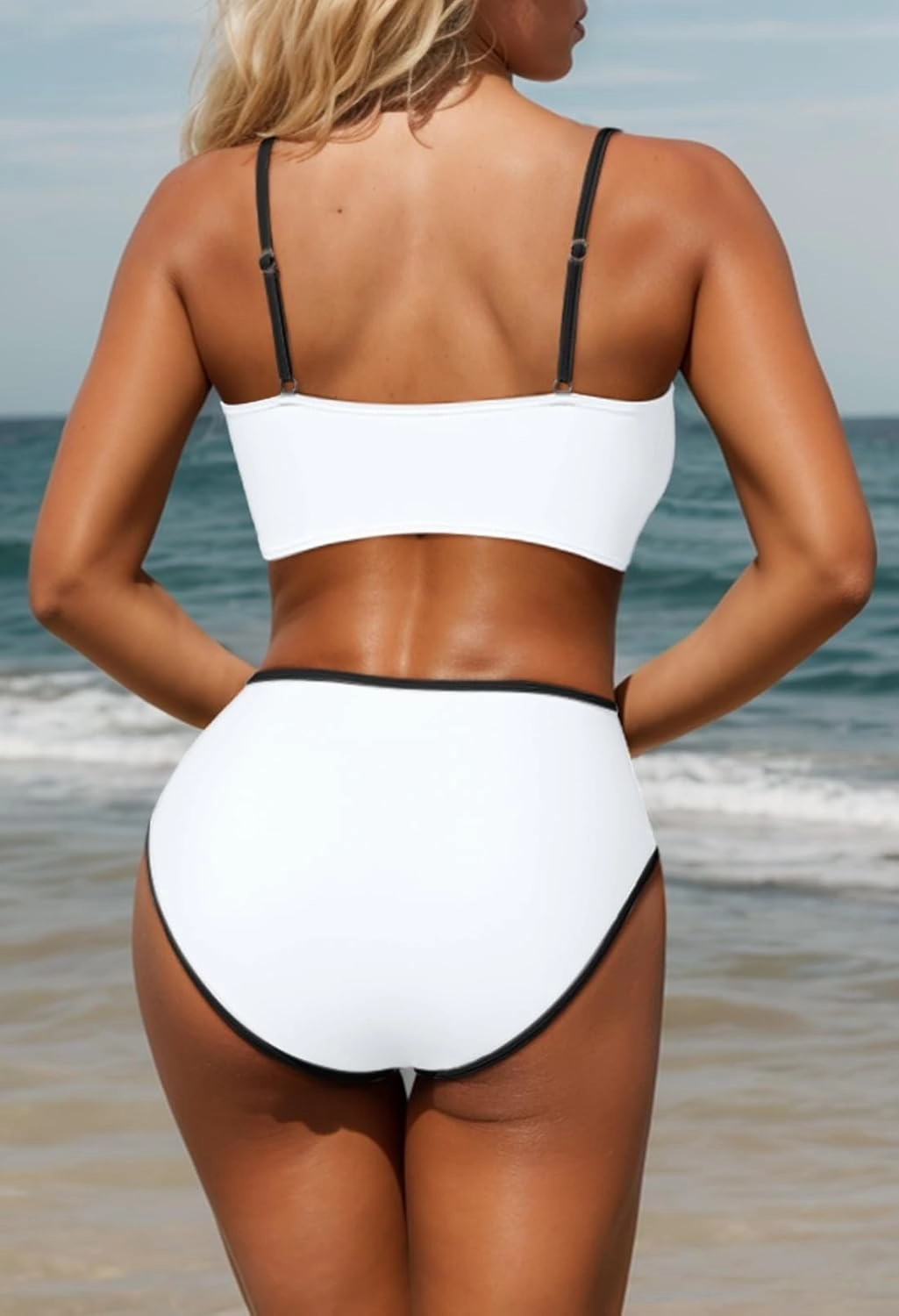 Pink Queen 2025 Women's High Waisted Bikini Sets Two Piece Swimsuit Color Block High Cut Bathing Suits Beach
