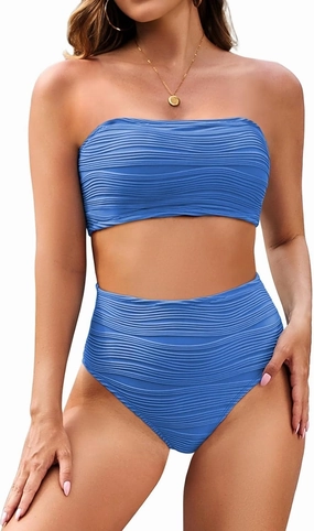 Pink Queen Women Bikini Set 2025 Removable Strap Textured Two Piece Swimsuits High Cut Bathing Suits