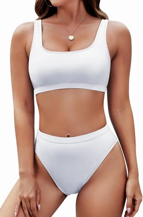 Pink Queen Women's Crop Top High Waisted Cheeky Bikini Set Two Piece Swimsuits