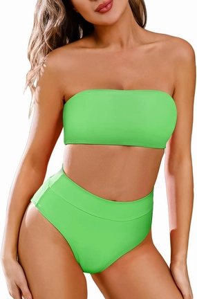Pink Queen Women's Removable Strap Wrap Pad Cheeky High Waist Bikini Set Swimsuit