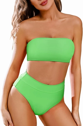 Pink Queen Women's Removable Strap Wrap Pad Cheeky High Waist Bikini Set Swimsuit