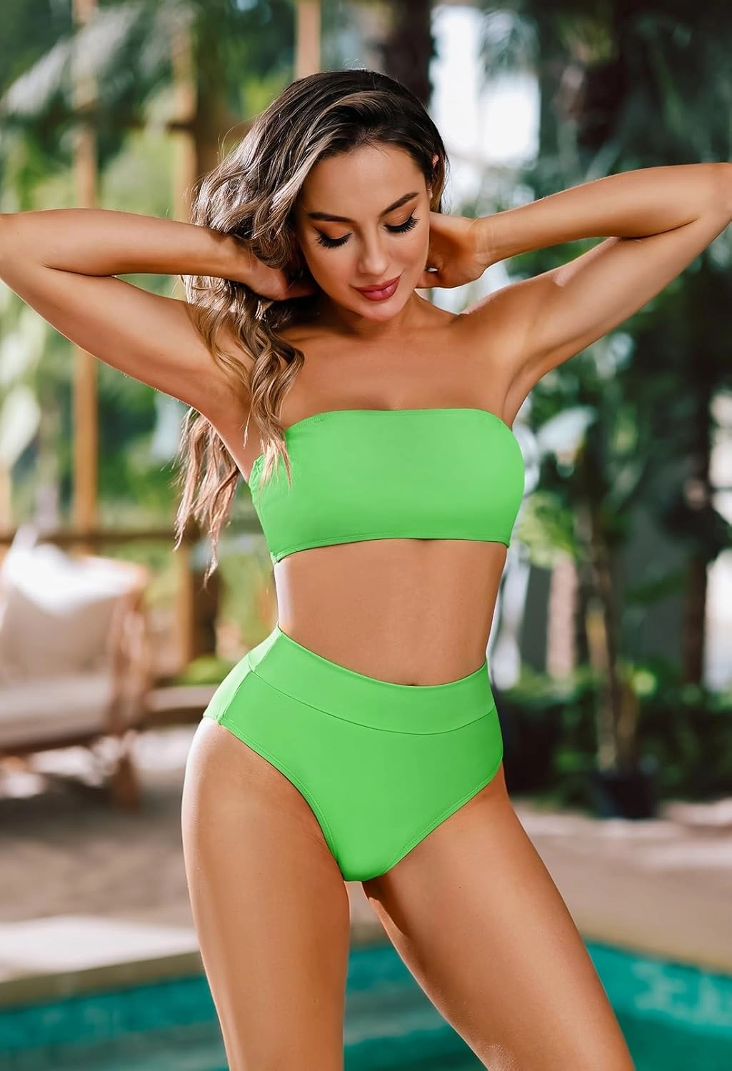 Pink Queen Women's Removable Strap Wrap Pad Cheeky High Waist Bikini Set Swimsuit