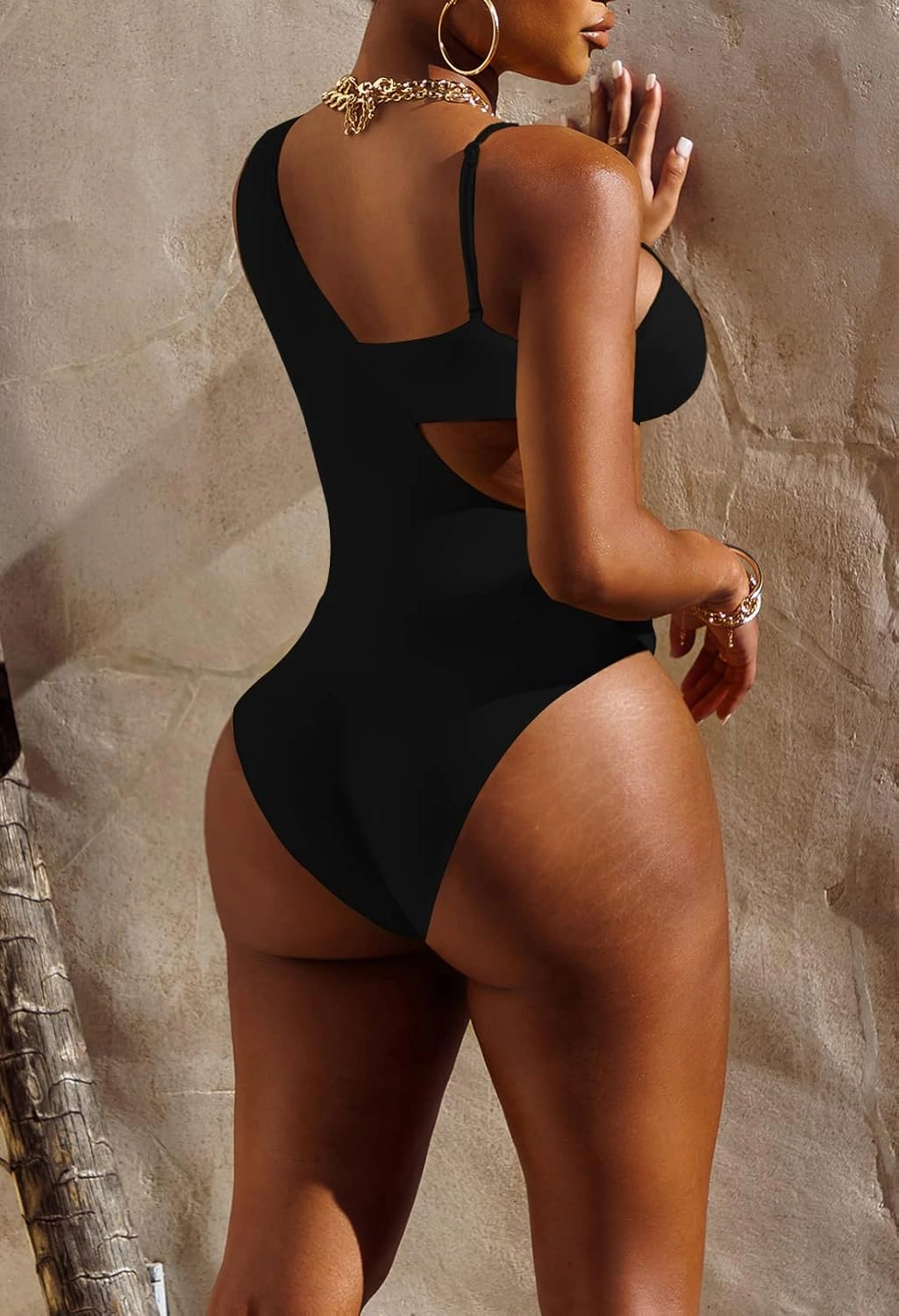 Pink Queen Women's Sexy One Piece Swimsuit Scoop Neck Cutout Waist Tummy Control Bathing Suit Swimwear
