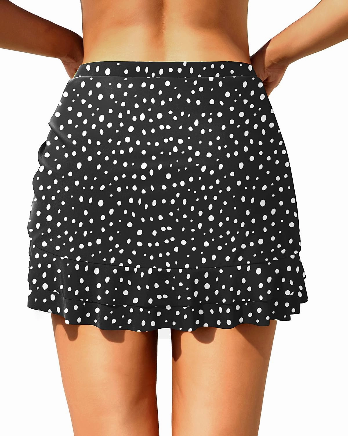 Pinup Fashion High Waisted Swim Skirt - Women Drawstring Ruched Bathing Suit Bottoms with Built-in Brief
